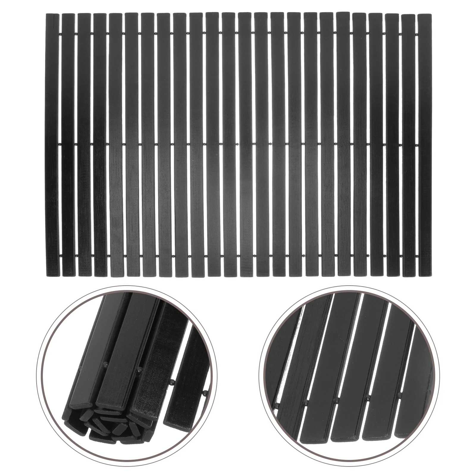 

Bamboo Bath Mat for Floor Anti Decorative Bathroom Mats Foot Wooden Shower Carpet Rugs