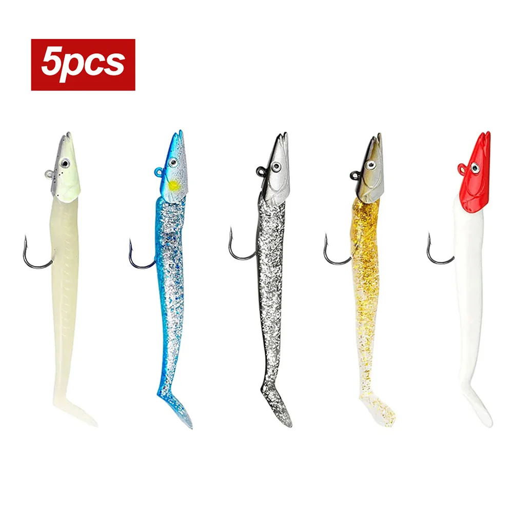 5pcs Soft Fishing Lure 10g/11cm Wobblers Artificial Bait with Spoon Jig Fishing Tackle