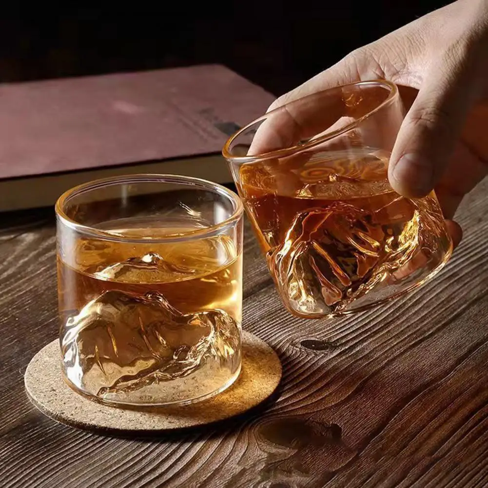 200/300ml Mountain Water Glass Japanese Whiskey Glasses Fuji-Mount Drinking Glass Ice Cube Cooling Cocktails Drinking Glass Mug