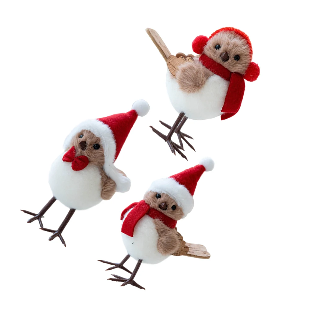 

3 Pcs Christmas Tree Decoration Fake Bird Xmas Birds Desktop Miniature Ornaments Iron Wire Decorations for