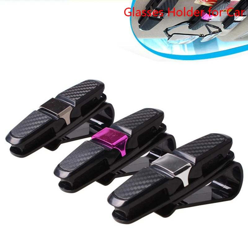 1Pc Glasses Holder For Car Sun Visor Sunglasses Clip Card Ticket Holder Eyeglasses Fastener Carbon Fiber Sunglasses Clip