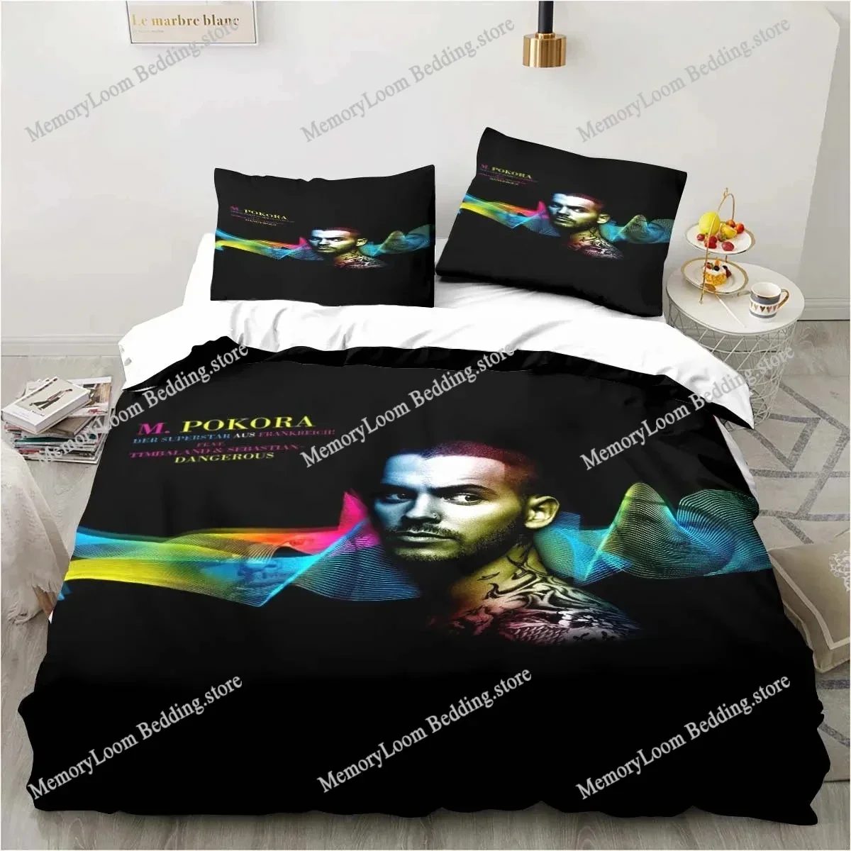 3D Print Singer M. Pokora Bedding Set Duvet Cover Comforter Bed Set Quilt Cover Pillowcase,King Queen Twin Size Boys Girls Adult