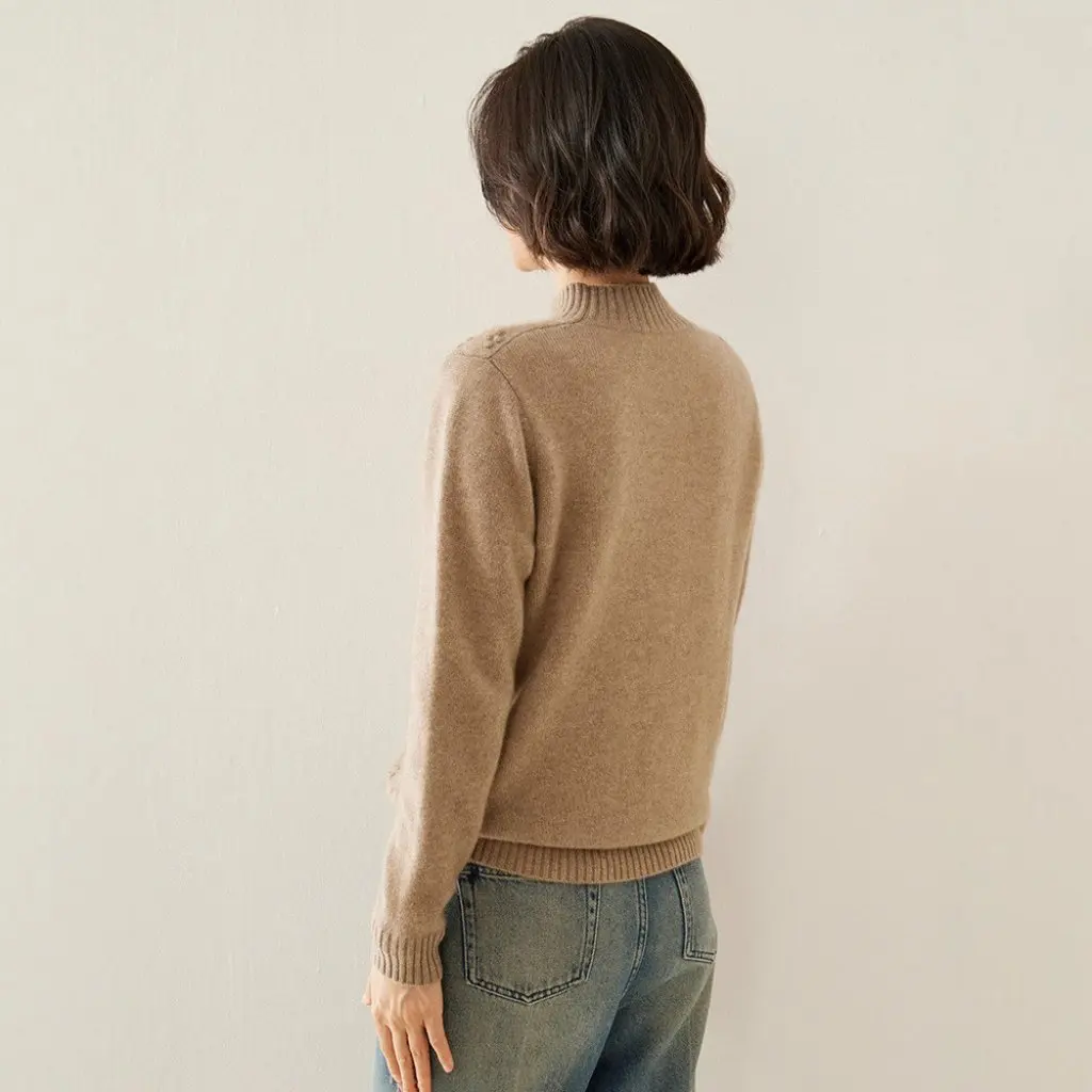 

Women's Heavy Industry Twisted Cashmere Knitted Sweater Half-turtleneck Slim-fit Thick Base Shirt for Autumn And Winter