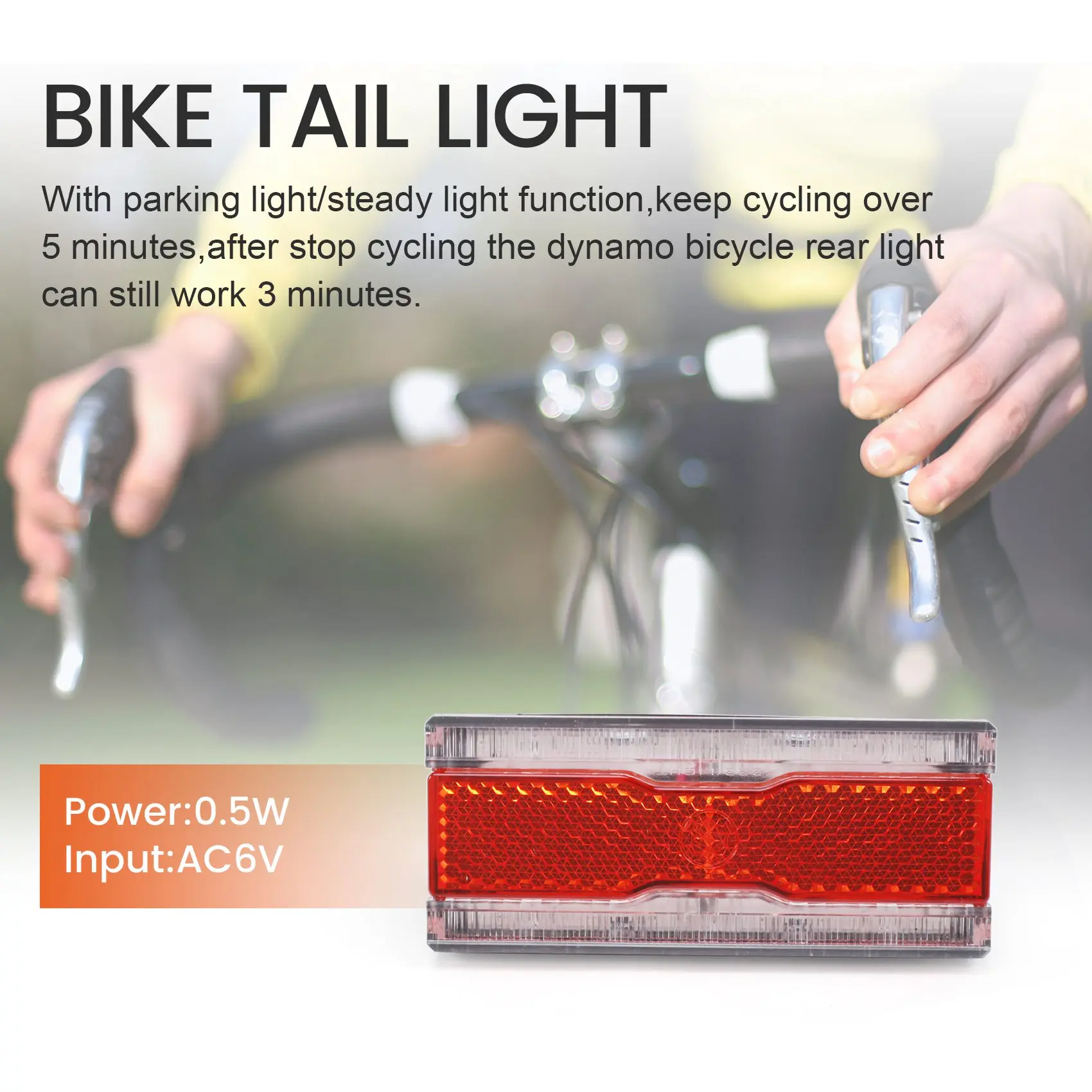SMIEA Bike Dynamo Rear Light with Parking Light AC 6V 0.5W LED Bicycle Taillight Fit 50mm Mount Hole Bicycle Rack Carrier Lamp