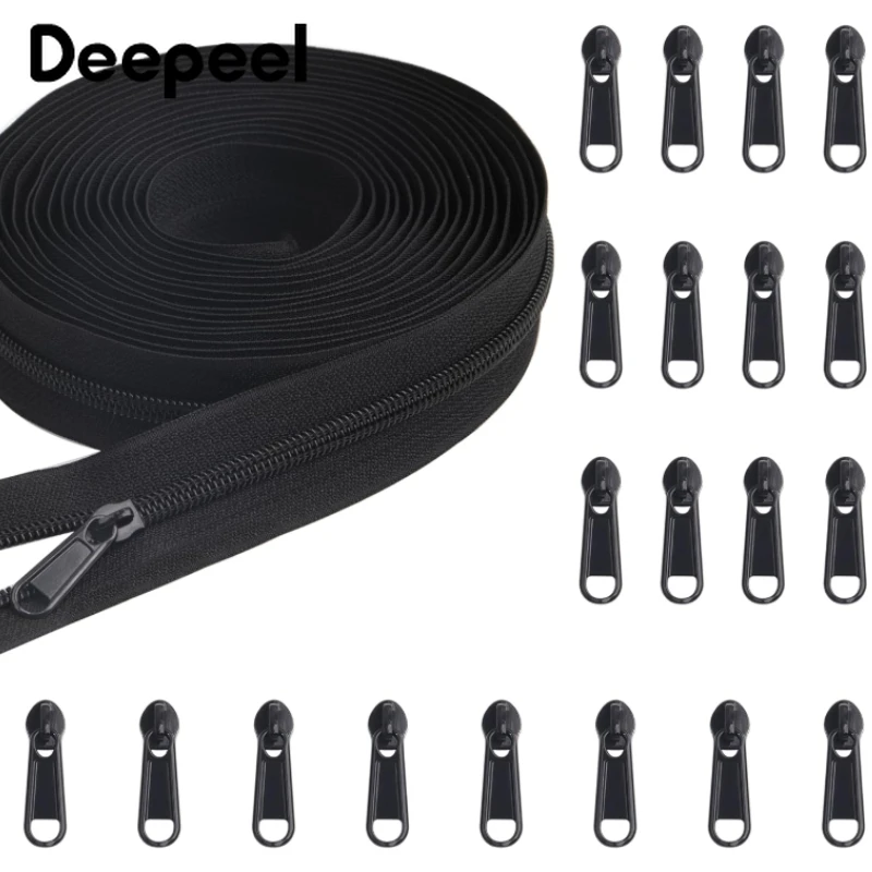 

10Meters 3#5#8#10# Nylon Zipper+10Pcs Zippers Puller Bags Luggage Replace Zips Repair Kits Backpack Zip Head Sewing Accessories