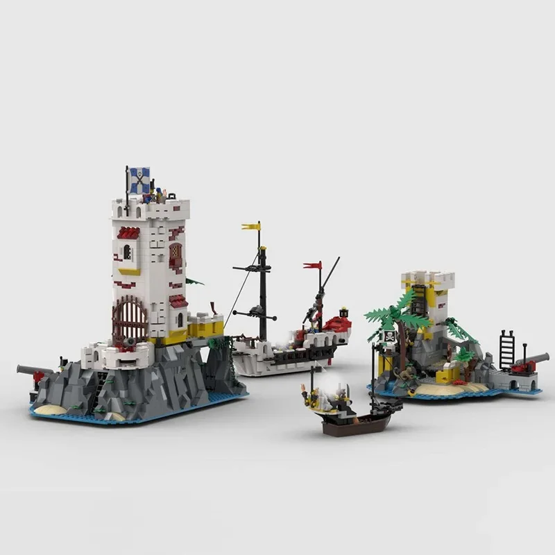 Street View Moc Building Blocks Pirate Fortress Outpost Model Technology Brick Assembly Construction DIY Toys Holiday Gifts