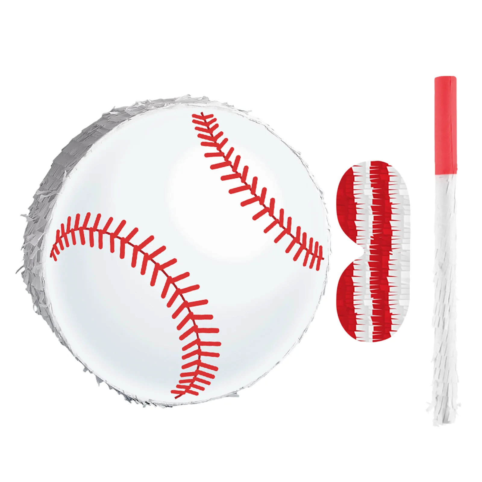 

1Set Baseball Pinata Party Bundle Cardboard Crepe Paper Includes Bat Blindfold Hanging Decoration Boys Birthday Sports Theme