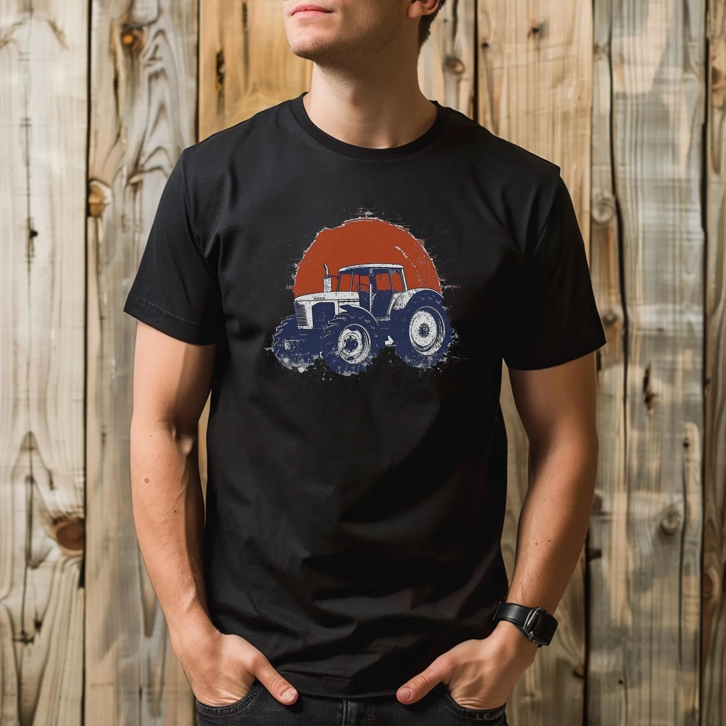 Vintage Men s T Shirt Tractor Idea Farmer Man Agriculture