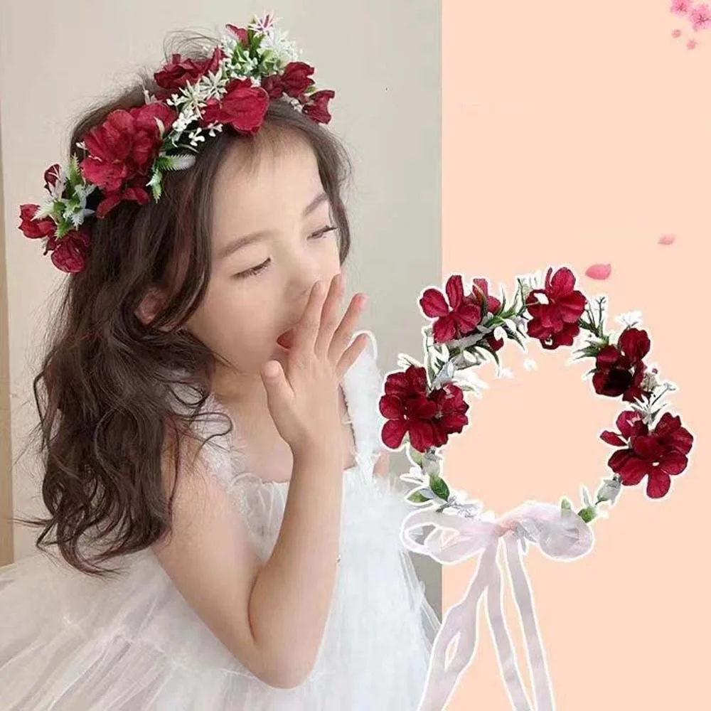 Luxury Bohemia Style Bride Garland Simulation Flower Headwear Flower Hair Hoop Hair Ornaments Adjustable Wedding Headwear Spring