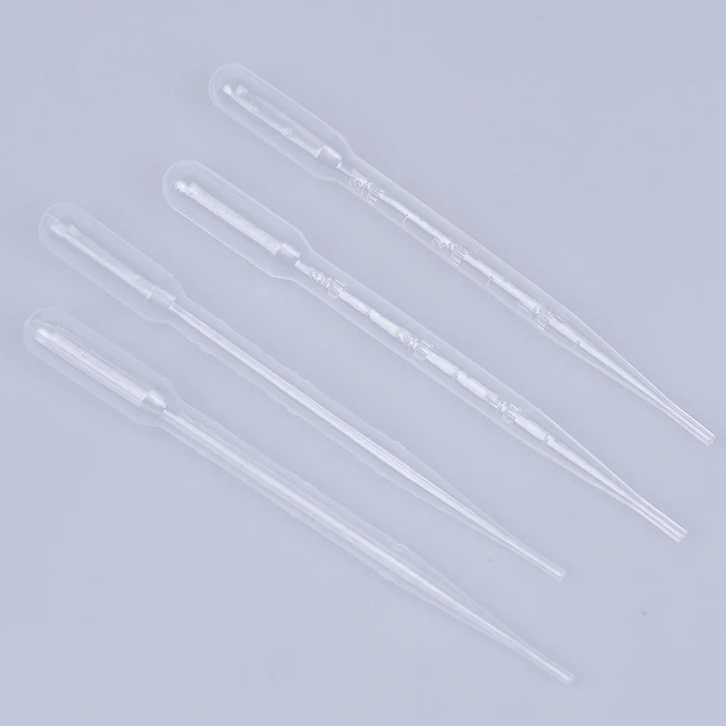 4pcs 3ML Laboratory Tools Pipettes Plastic Disposable Graduated Pasteur Pipette Dropper Polyethylene Makeup Tools