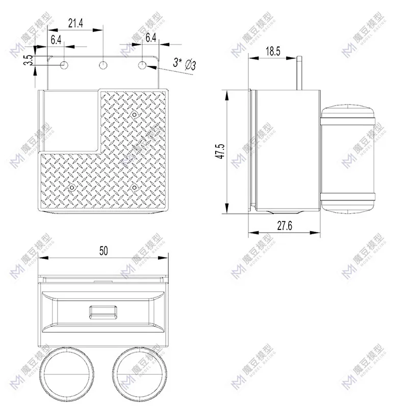 1:14th Scale Metal Battery Box Can Be Installed with Steering Gear Upgrade Accessories for Tamiya RC Truck VOLVO FH16 56360