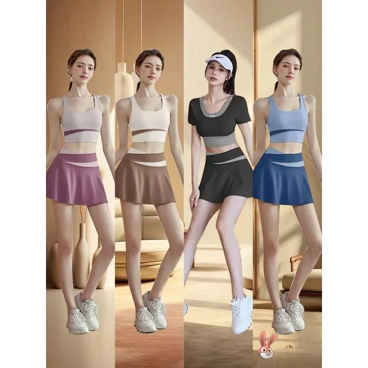 

Женский спортивный комплект для йоги: быстросохнущие шорты и топ с коротким рукавом для утренних пробежек, летний тонкий костюм для фитнеса и плавания