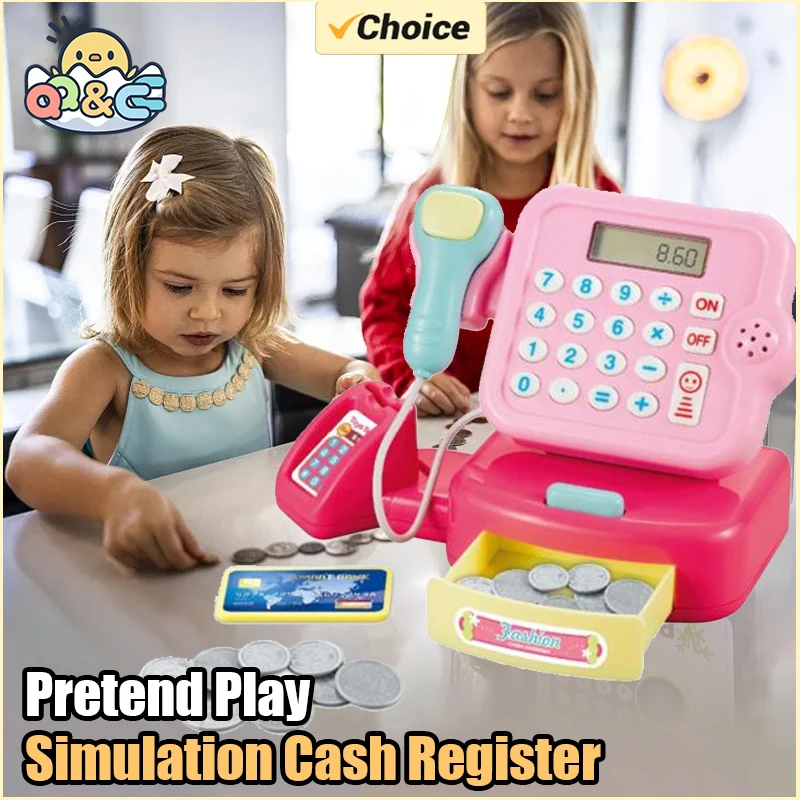 Simulation Supermarket Cash Register Game Toy Electronic Pretend Play House Toys Lighting And Sound Effects Toy for Kid Birthday