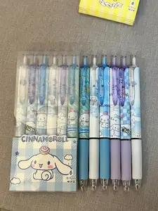 6pcs Sanrio Gel Pen Hello Kitty Cartoon Kuromi St Secado rápido Negro 0.5 mm Presione el bolígrafo Pen Learning Stationery Gifts 12 Bracelet de Bobinal de ventas de 12 ventas - №6