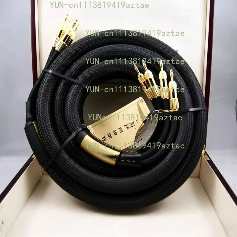 NEW A Pair  6N OCC Audiophile HIFI Speaker Cable 24K Gold-plated Banana Plug Top Level Speaker Cable 9.5MMx2.5M LA-5101