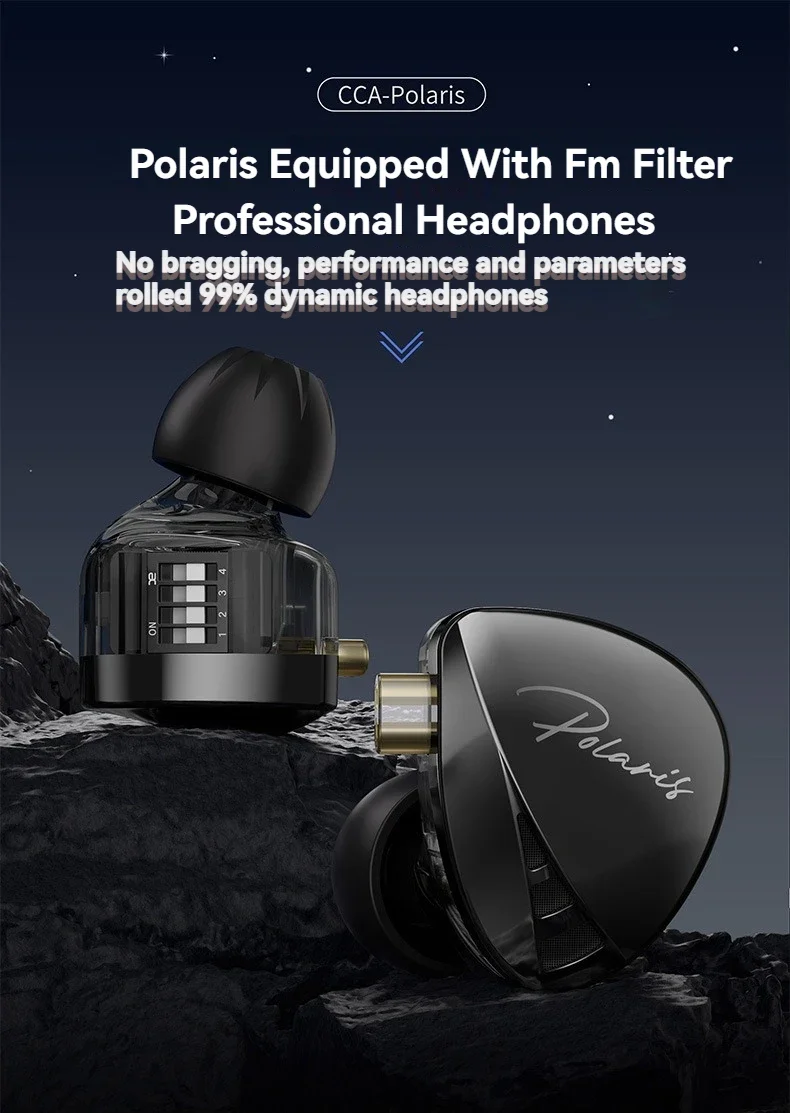 CCA Polaris IEM Earphones HIFI Bass Earbuds Monitor 4-Level Tuning Switch Headphone Sport Stereo Sound Noise Reduction Headset view 5