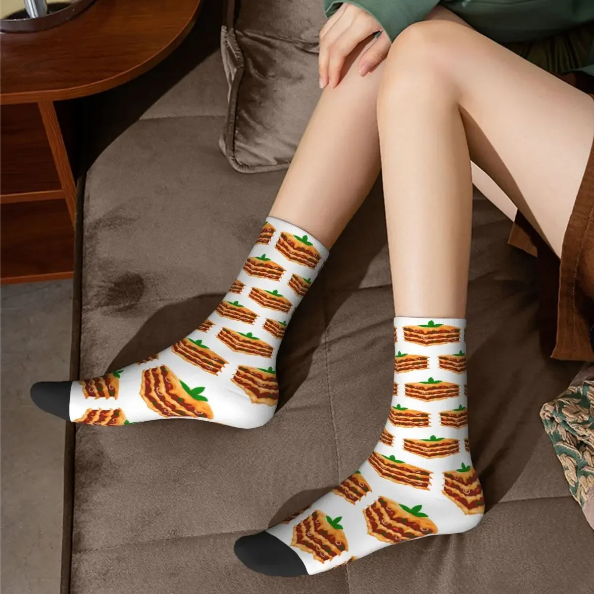 Italian Lasagna Socks Harajuku Sweat Absorbing Stockings All Season Long Socks Accessories for Unisex Birthday Present