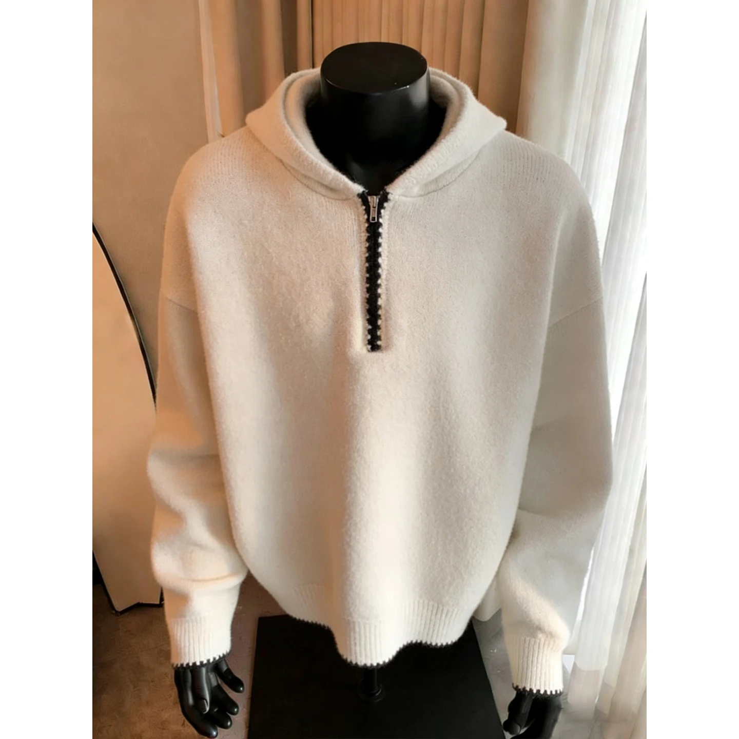 

Утепленная вязаная толстовка на молнии для мужчин: повседневная, комфортная, с длинным рукавом, модная, теплая, весенняя, цветная