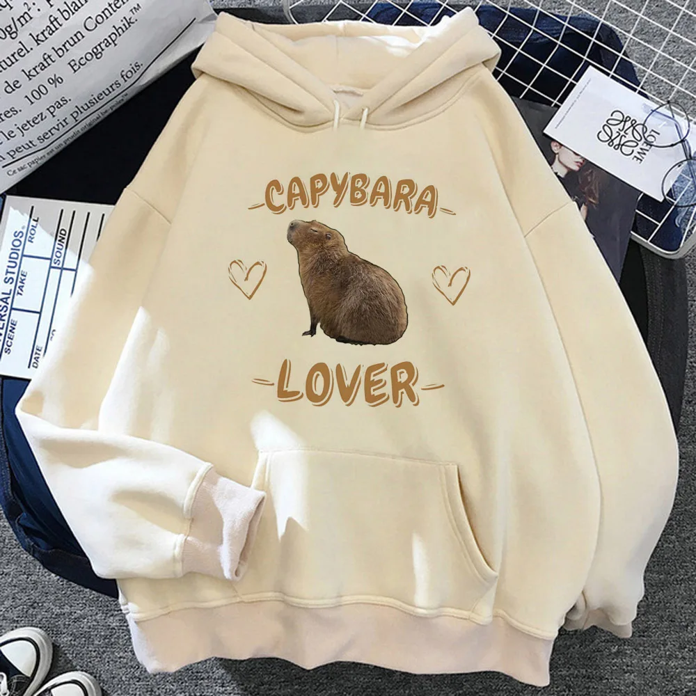 Capibara bluza z kapturem harajuku wzorzyste kawaii odzież na co dzień japońskie ubrania dla nastolatków damskie dresy anime manga wzorzyste śmieszne