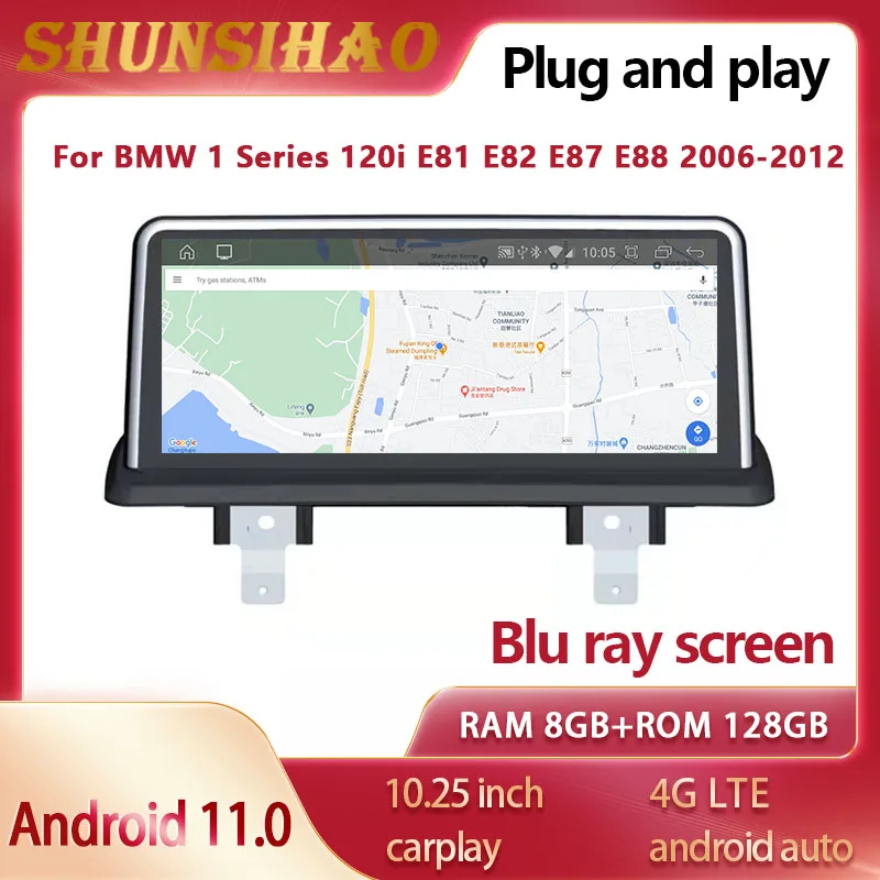 

Blu-ray автомобильный радиоприемник GPS для 10,25 дюймов 1 серии 120i E81 E82 E87 E88 2006-2012 мультимедийный автомобильный аудио CarPlay android все в одном