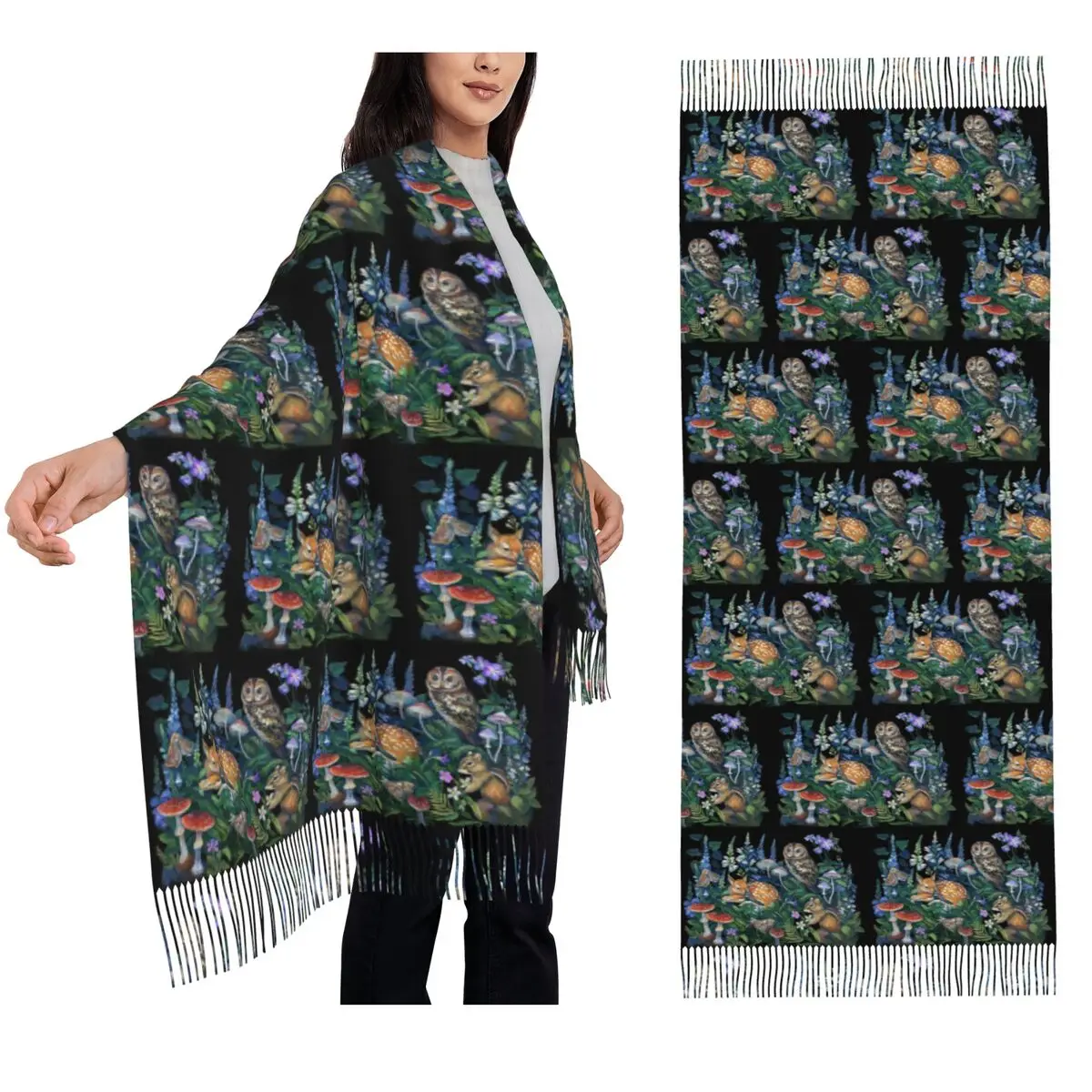 

Enchanted Forest Scarf Tassel Scarves for Women Soft Warm Shawls and Wraps Large Fall Winter Shawl Wrap