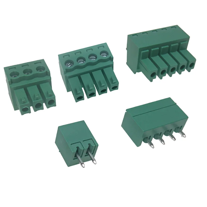 5 Sets 15EDG 3.81mm plug-in Terminal Blocks KF2EDG 2/3/4/5/6P Straight /Curved Pins  PCB Screw Connector Socket Complete Set