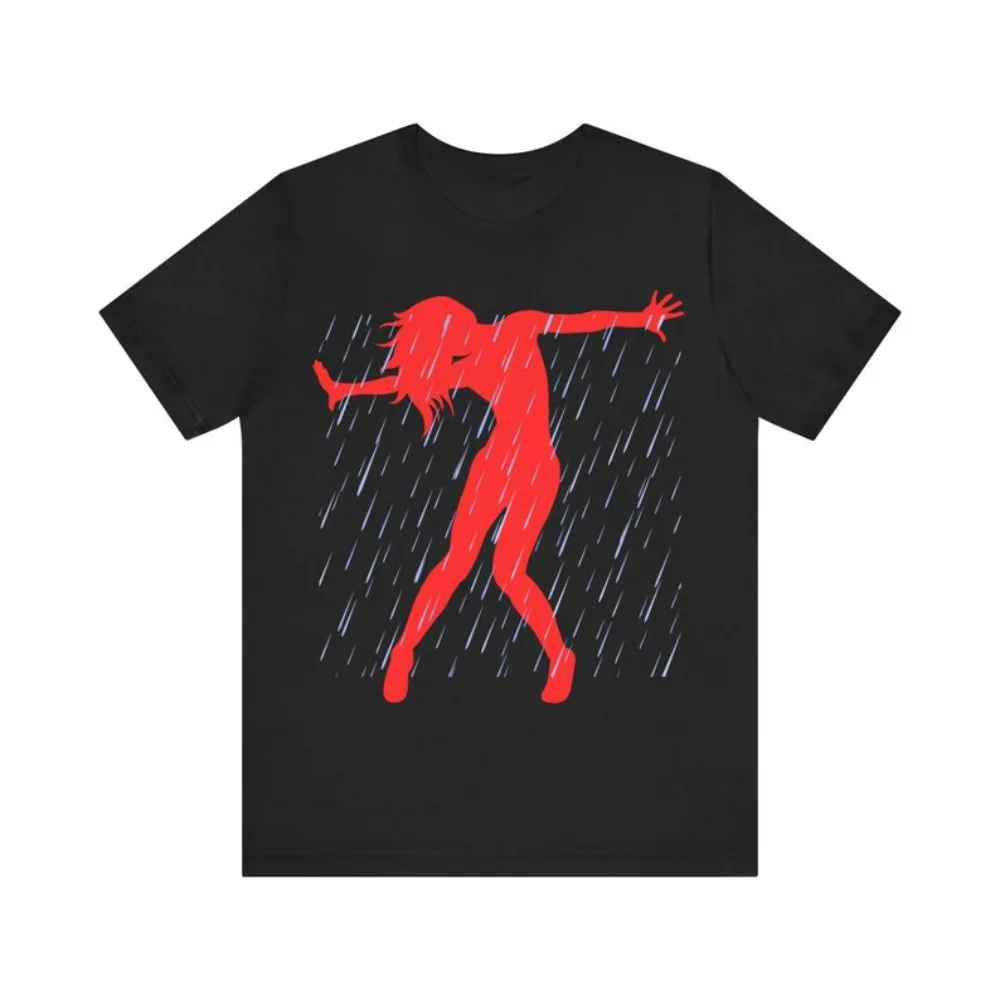 

Girl Dancing in The Rain Tshirt Artistic Dancer T-shirt Creative Graphic Printed Shirt Fashionable Casual Summer Women Tee Tops