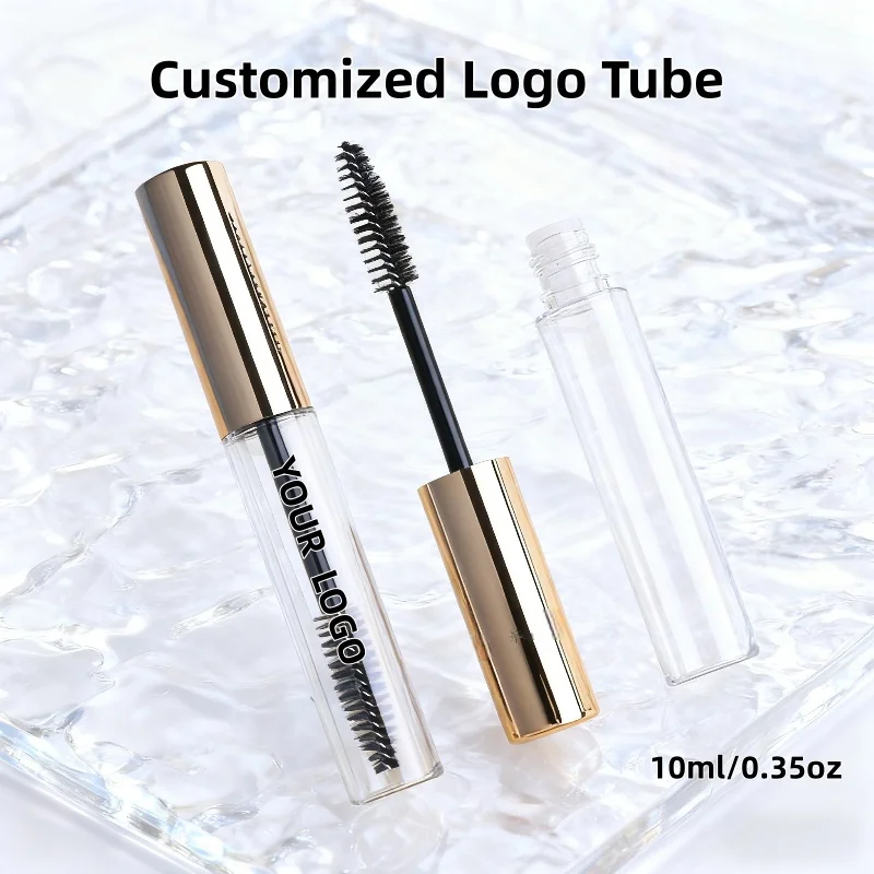 【ロゴカスタム】50個 カスタマイズ可能 10ml 電気メッキ リップカラーチューブ 丸型 アイブラック 空ボトル 少量カスタム工場