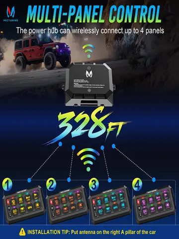 MICTUNING P1s 무선 8/12 갱 스위치 패널, 무선 범위 최대 328FT 멀티 패널 제어, 자동 자기 충전