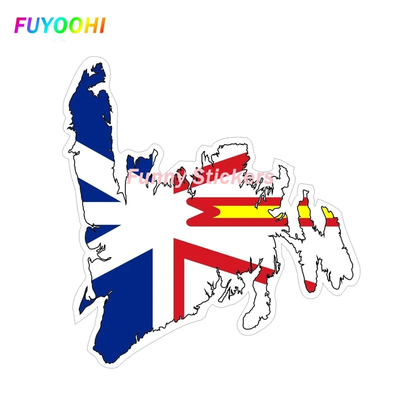 FUYOOHI Play Stickers Personality Creativity Newfoundland Map Flag Window Funny Sunscreen Sunscreen PVC Car Sticker Decal