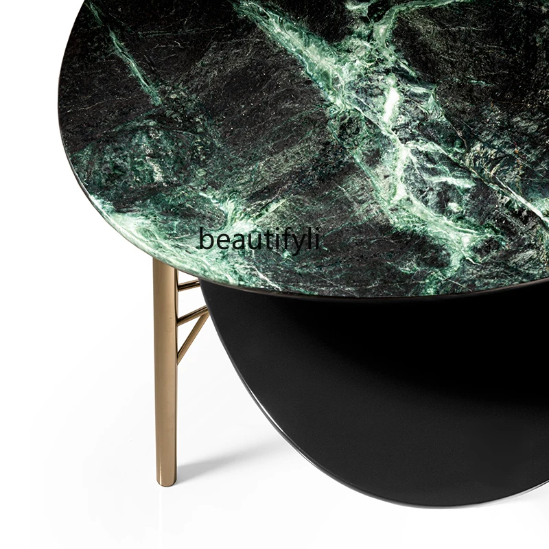 Light Luxury Special-Shaped Coffee Table Italian Designer Creative Coffee Table Green Stone Living Room Furniture