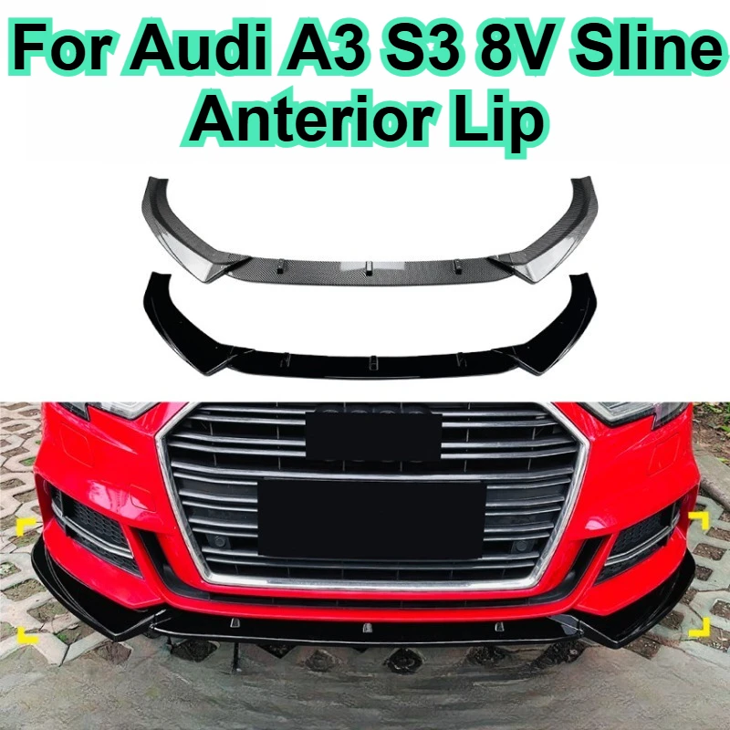 

For Audi A3 S3 8V S-Line 2017-2020 Front Bumper Lip Spoiler & Splitter ABS Gloss Black Exterior Body Kit Direct Fit Replacement