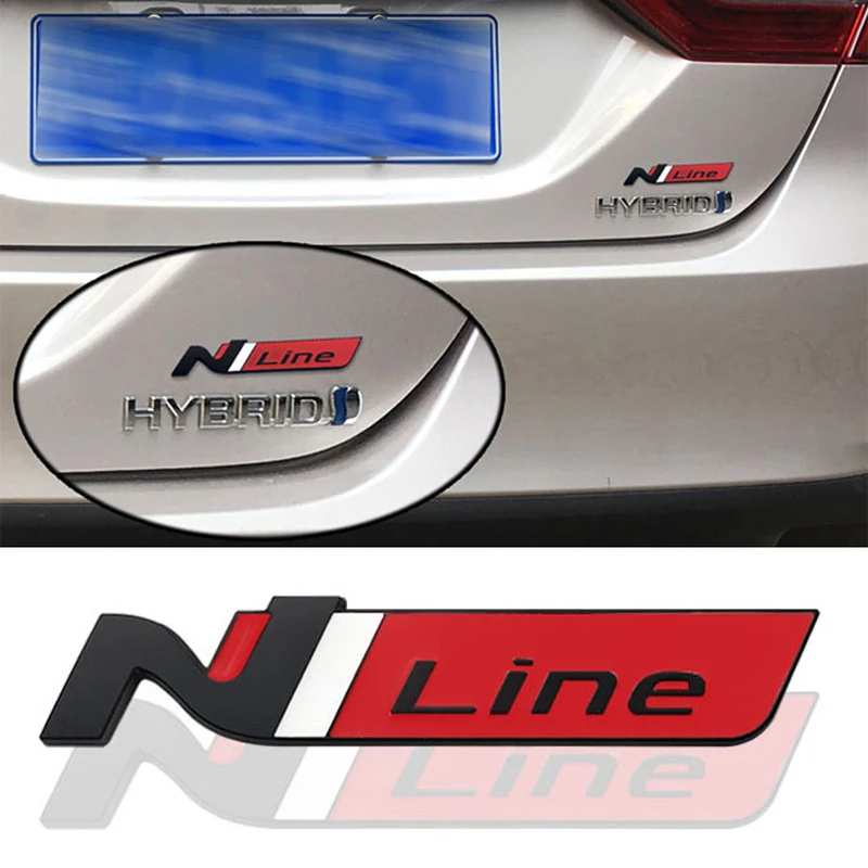 1Pcs 3D Metal N LINE Emblem Car Grille Badge Stickers Decal For Hyundai Sonata Elantra IX35 Accent Tucson Solaris Coolpad Azera