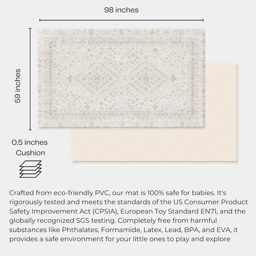 سجادة ناعمة عالية الجودة، مقاس 98 بوصة × 59 بوصة من قطعة واحدة قابلة للدوران ومقاومة للماء للرضع والأطفال الصغار والأطفال - الأفضل