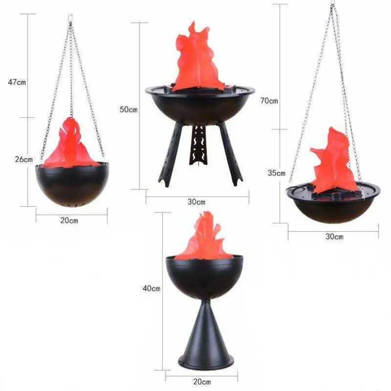 Halloween Fake Flame Decoration Simulation Hanging LED Flame Light Fake Fire Burning Props Haunted House Bar Shop Home Decor