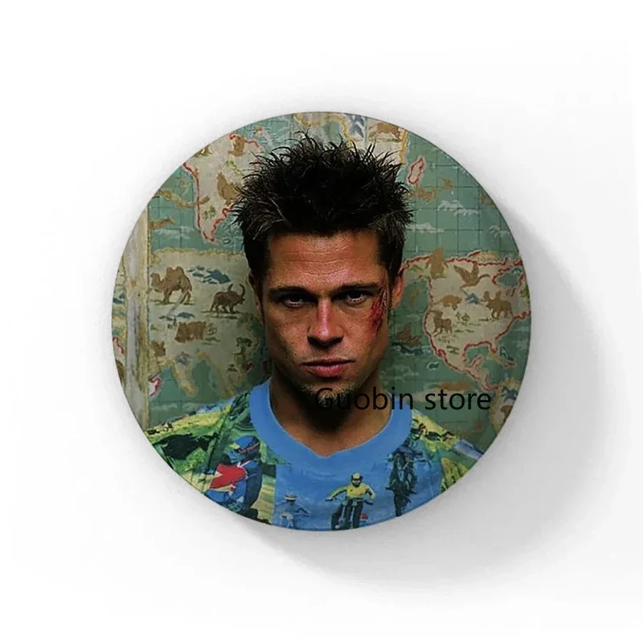 58mm Retro Classic Movie Fight Club Button Pin Anime Character Cartoon Brooch Badge for Backpack Accessories Decor Fans Collect