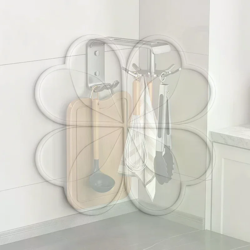 Wall Mount Kitchen Swivel Hook 360 Rotatable Self-Adhesive 10 Hooks No Drilling for Home Bathroom Utensil Storage