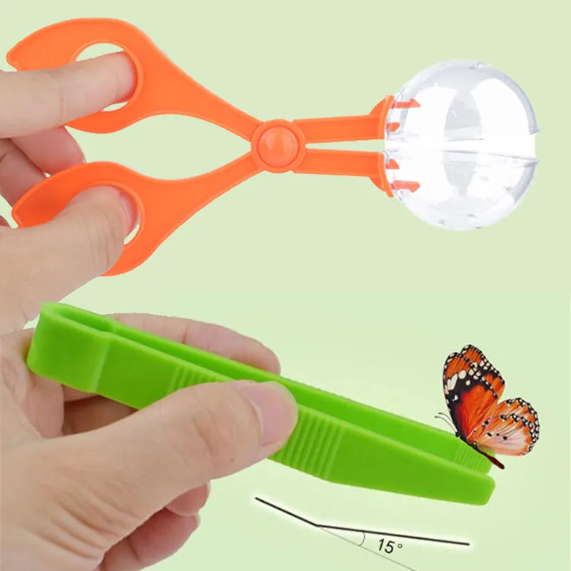 Children School Plant Insect Biology Study Tool Set Plastic Scissor Clamp Tweezers Cute Nature Exploration Toy Kit For Kids