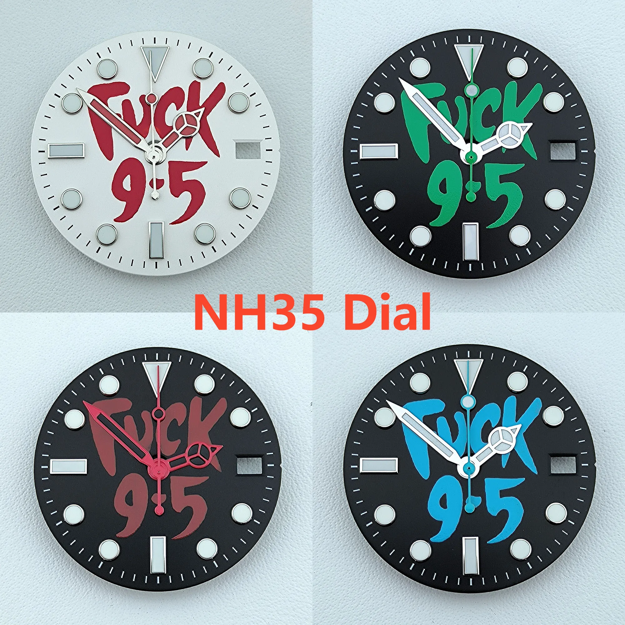 Esfera NH35 de 28,5mm con logotipo personalizado, Esfera luminosa azul, adecuada para movimiento NH35 NH36, herramientas de reparación de accesorios de reloj