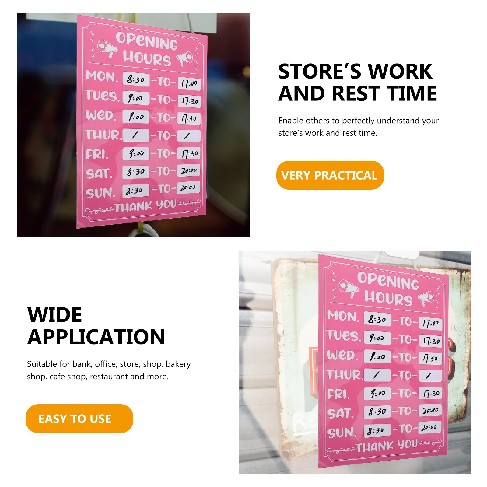 Business Hours Stickers Rewritable Sunproof Waterproof Easy to Use for Multiple Occasions Business Hours Sign