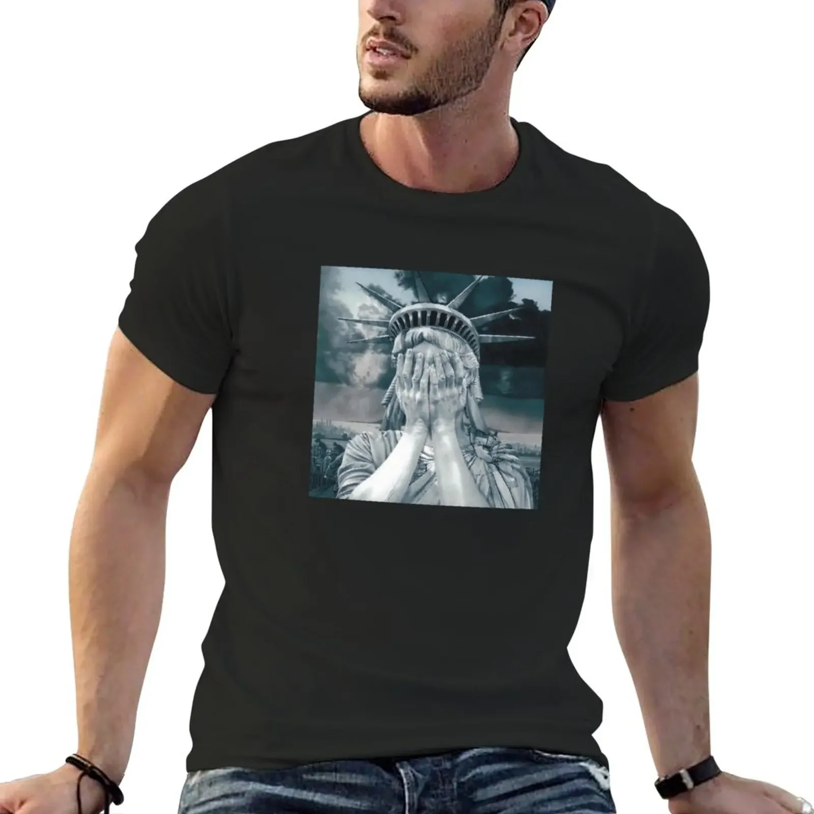 

New Statue of Liberty Crying T-Shirt tees plain hippie clothes shirts graphic tees funny t shirts men