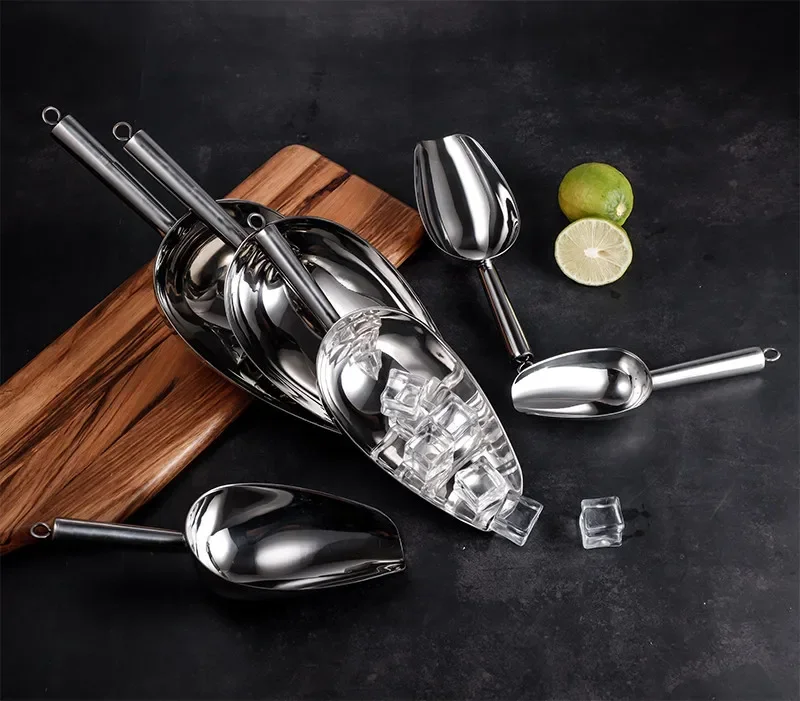 BBQ Ice Sugar Flour ice Scoops Shovel Wedding Bar Party Home Tool Kitchen Stainless Steel Scraper Food Buffet Candy Bar Tool