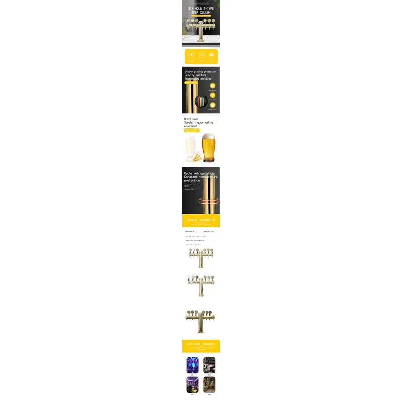 2026 New, High Quality, 6 Faucet Holes Beer Tower Draft Beer Column for Commercial Bar Kegerator System Stainless Steel