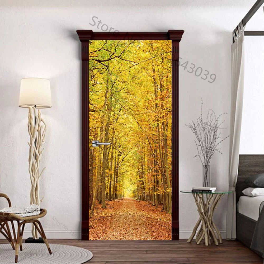 Sunset At Dusk Lake Door Stickers adesivo da spiaggia decorazione murale carta da parati 3D Poster Room Decor estetico bagno deursticker