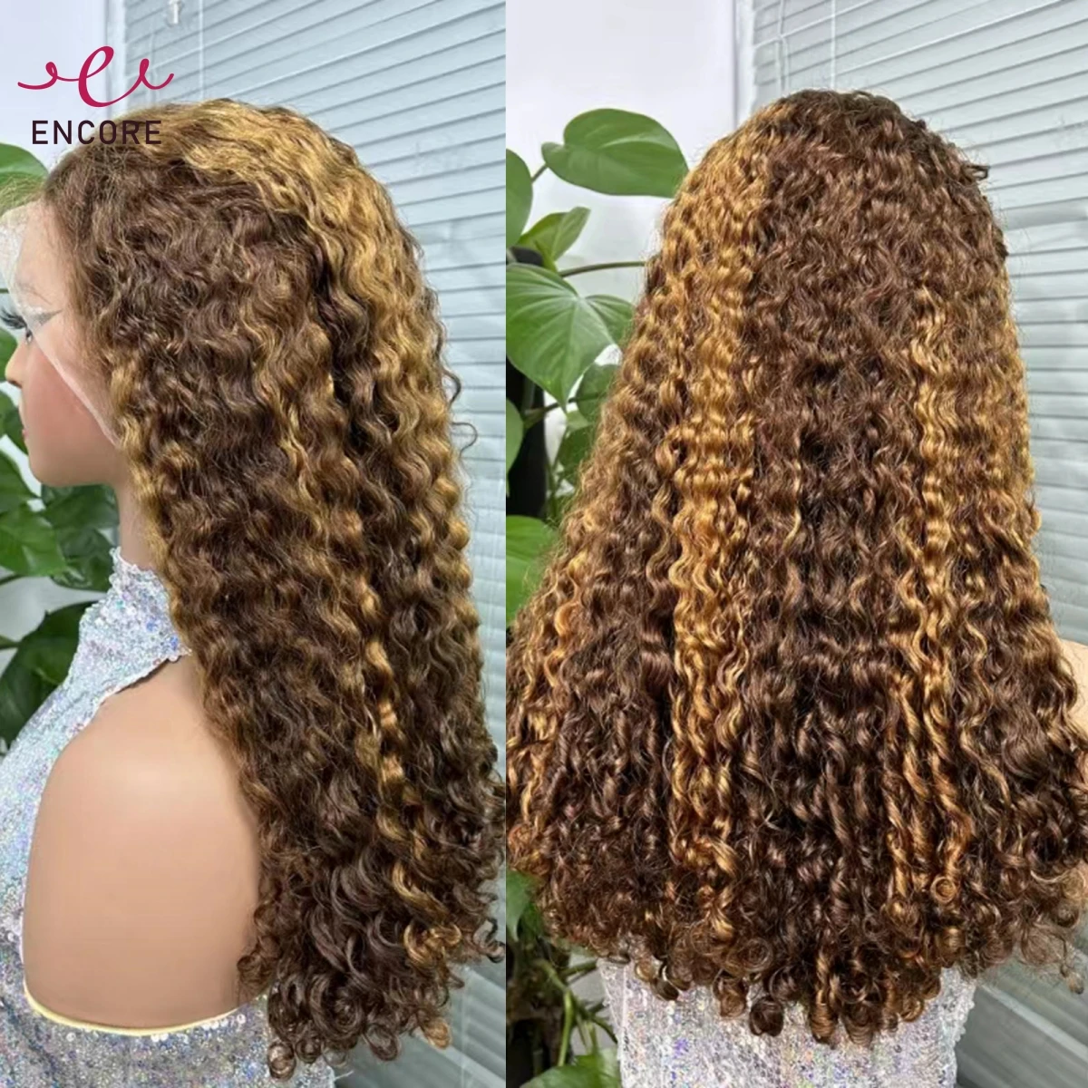 Piano Color 300% Density Bouncy Curly Lace Wigs 12A Brazilian Remy Human Hair Lace Wigs 13x4 Transparent Lace Frontal Hair Wigs