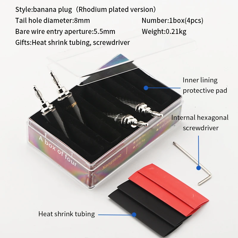 Imagem -06 - Xangsane-cobre Vermelho Banana Plug Terminal Vermelho Amplificador Plug Alto-falante Cobre Puro Banhado a Ouro Banhado a Ródio Pcs Xs-a016