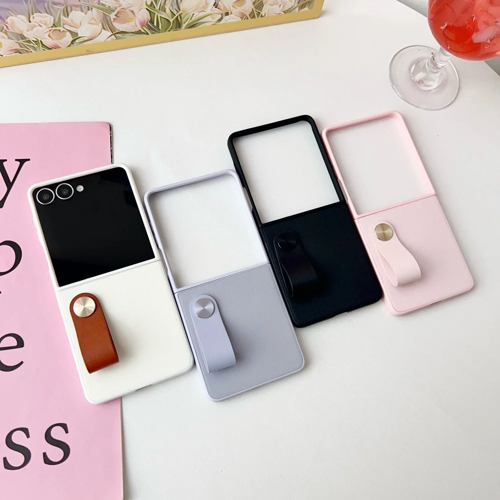 

Luxury Skin Feeling Ultra Thin Wrist Strap Anti Drop Phone Case For Samsung Z Flip 7 6 5 4 3 Lens Protection Shockproof Cover