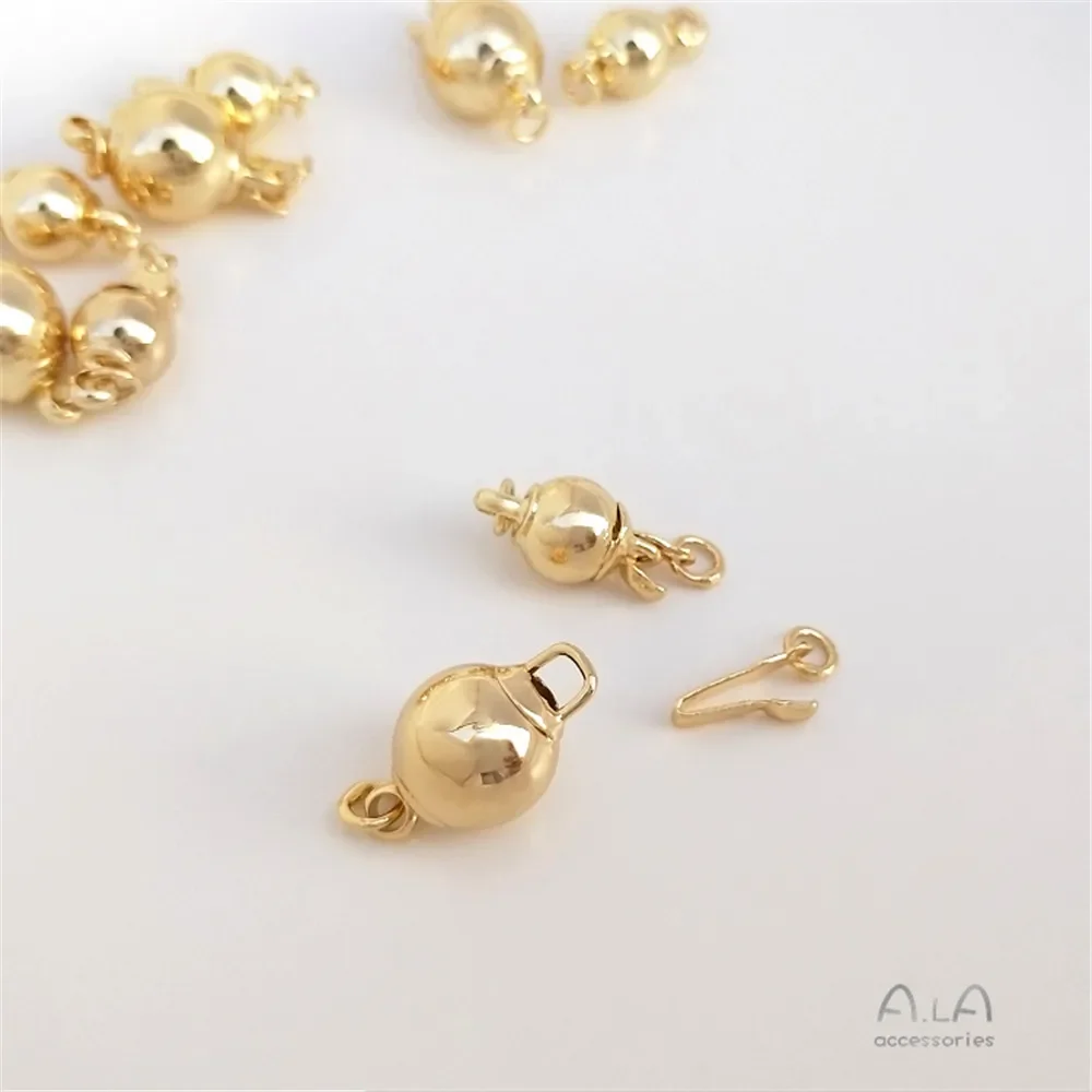 

14K Gold Plated Round ball insert button Pearl necklace circular insert button DIY first jewelry end insert button