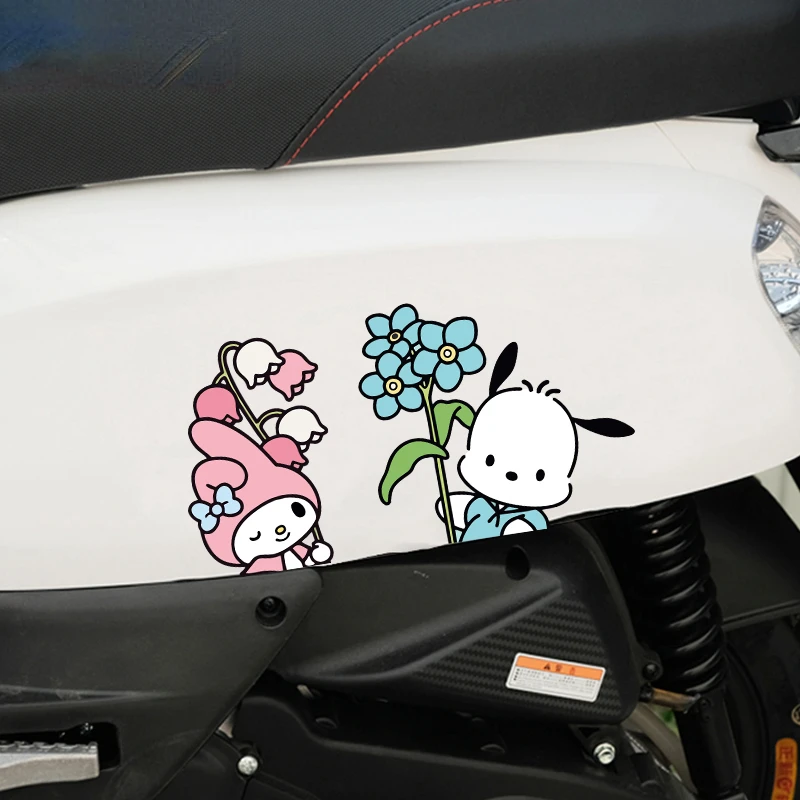 Sanrio Cute My Melody Hello Kitty Car Sticker Pompompurin Kuromi Kawaii Body Decoration Sticker Kids Toy Birthday Gift