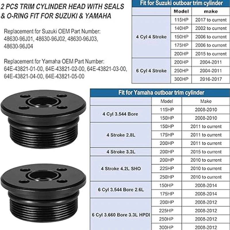 2 uds tapa de extremo del cilindro embellecedor 48630-96J01 apto para Honda Suzuki Yamaha 2 y 4 tiempos para conjunto de inclinación embellecedora estilo Showa